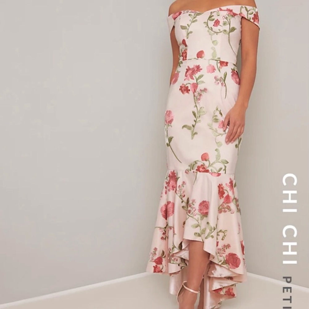 Pink Embroidered floral dress